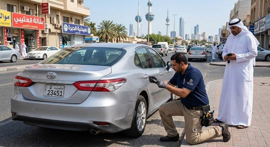 فني فتح سيارات الكويت يقوم ببرمجة مفتاح ذكي