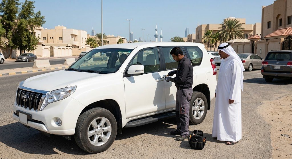 أسرع وأكثر الحلول أماناً لخدمة فتح سيارات مقفلة الجابرية بالكويت باستخدام أحدث الأجهزة الذكية وبدون أي خدوش للطلاء